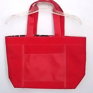 Lancome Tote Red Large Vegan Leather and Canvas
